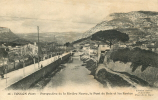 Toulon (Var) - Perspective de la Rivière Neuve, le Pont de Bois et les Routes