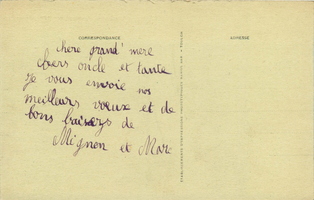 Verso de la carte Pigeonnier féodal écrite par Marc Douhet