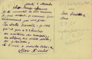 Verso de la carte Le vieil orme et la rue Maréchal Foch par Marc Douhet