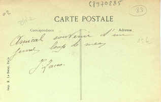 Verso de la carte Rodeillac Louis Picon